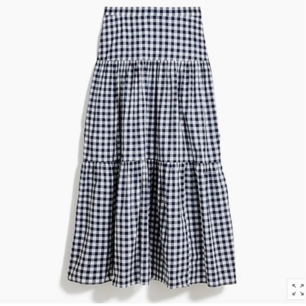 Jcrew triple tier gingham peasant skirt